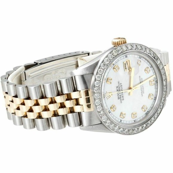 Men's Rolex 36mm 2CT 18k Two Tone Watch! w/ rolex box - Picture 4 of 6